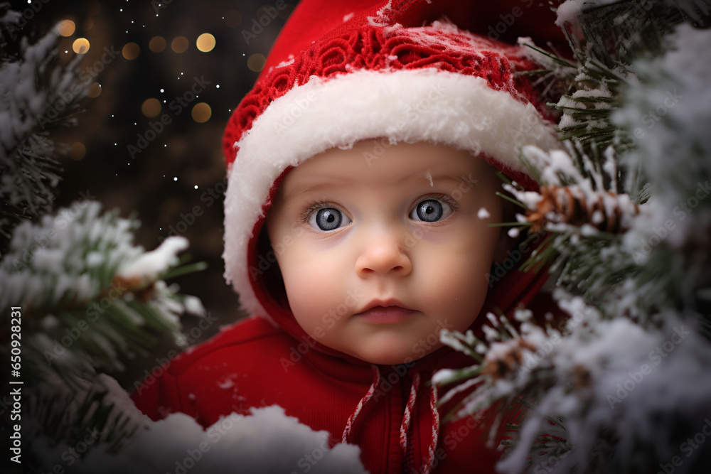 child in santa hat child in santa hat