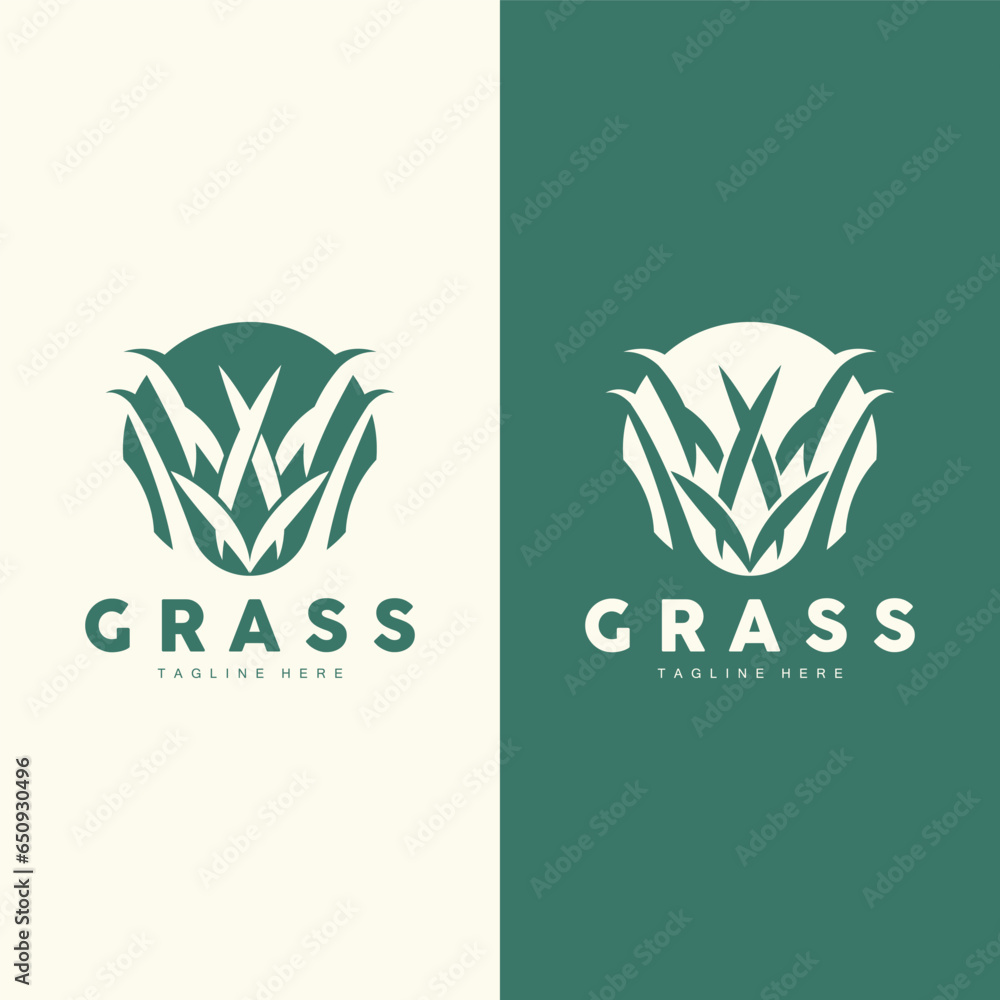 Green Grass Logo Design, Farm Landscape Illustration, Nature Design