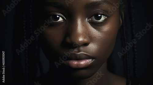 Dark-Skinned Woman's Expression Against Racial Discrimination. Generative AI