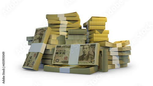 Schilderij op canvas Bundles of Japanese yen notes