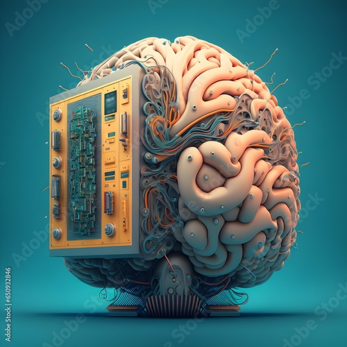 the brain with control centre machinery coming out of it 