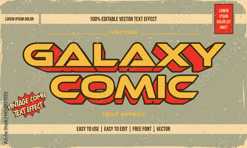 vintage retro dirty worn shabby editable text effect with grunge textured in space comic concept