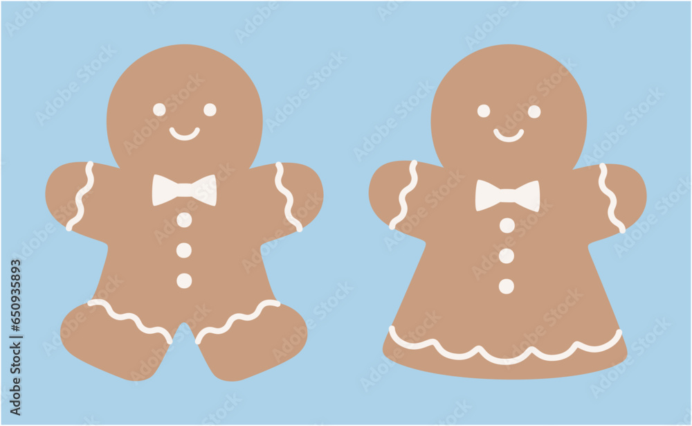 クリスマスのかわいいジンジャーマンクッキーのイラスト /ベクター クリスマスのかわいいジンジャーマンクッキーのイラスト /ベクター