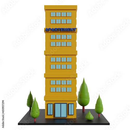 Building landmark 3D rendering clipart