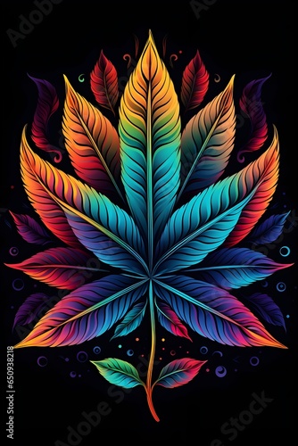 This vibrant neon marijuana leaf captures the essence of cannabis culture with its illuminated, eye-catching design