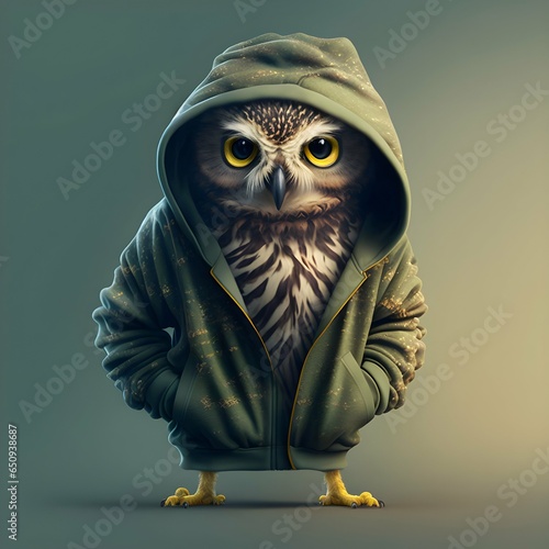 owl wearing a tracksuit wallpaper  photo
