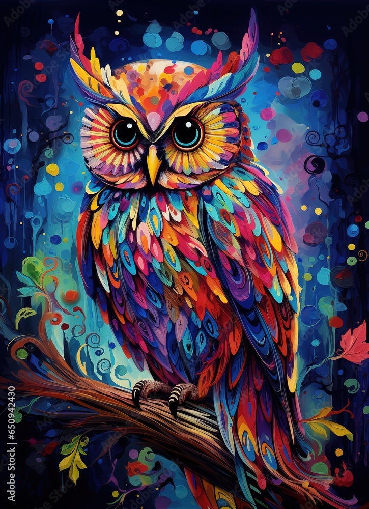 Colorful Owl Painting, A Vivid Full-Body Owl in Captivating Hues of Wildlife Art
Colorful Owl Painting, A Vivid Full-Body Owl in Captivating Hues of Wildlife Art
