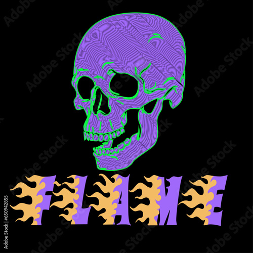 skull and crossbones, skull with fire flame vector illustration suitable for stickers, t shirt, totebags, hat, and poster design