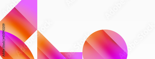 Serene gradient template. Circles and triangles mingle in minimalist perfection. Gentle fusion of forms and hues creates balanced yet captivating backdrop, embodying modern sophistication