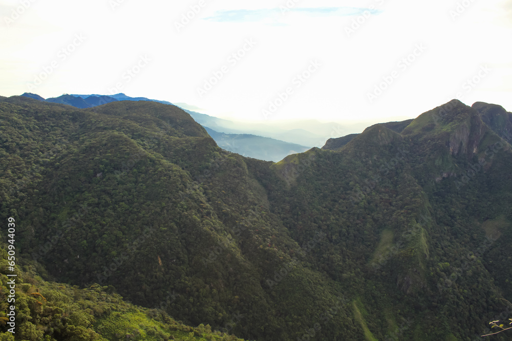 Naklejka premium Panoramic View From Worlds End In Horton Plains National Park, Sri Lanka