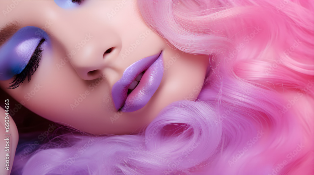 woman with pink makeup