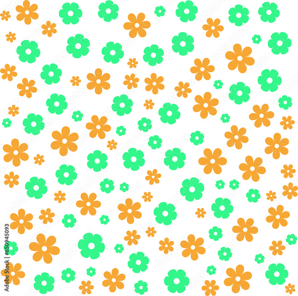 Many orange and green flowers are placed alternately