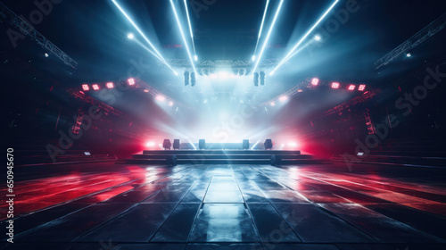 Free stage with color lights, lighting devices.