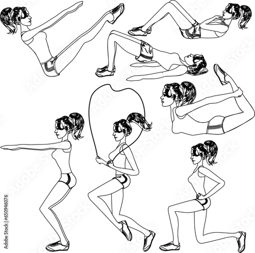 hand drawn illustrations of people exercise 