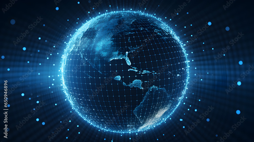 Obraz premium blue globe with code