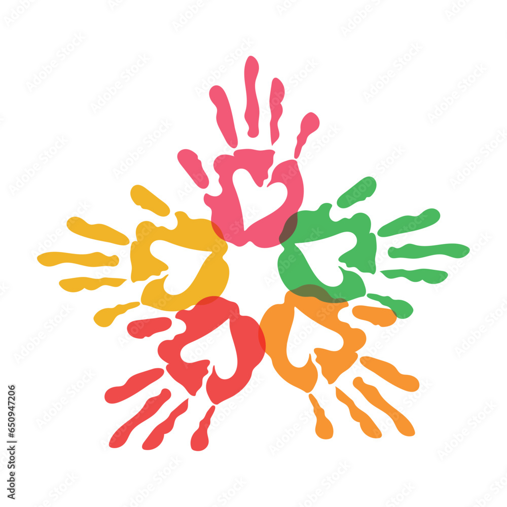 Obraz premium handprints paint color together