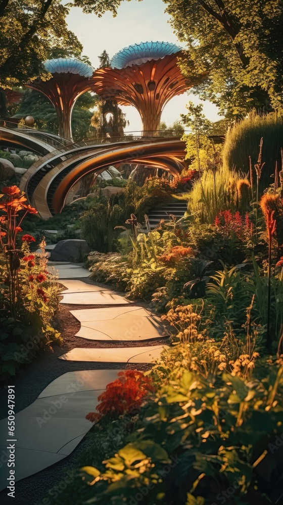 Enchanted Home Garden and Pathways: A Surreal Oasis of Art and Nature. Generative AI 8