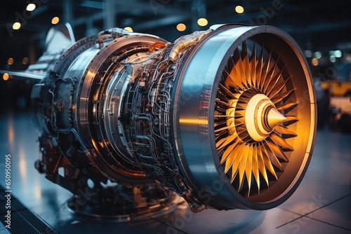 Aircraft jet engine on repair and maintenance