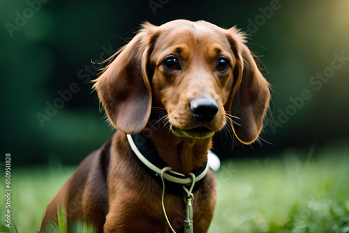 brown dog with silver collar photo