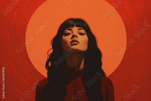 Woman in the dark aesthetic backdrop