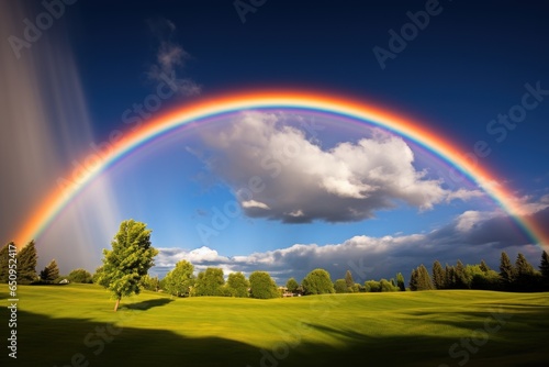 rainbow over green field