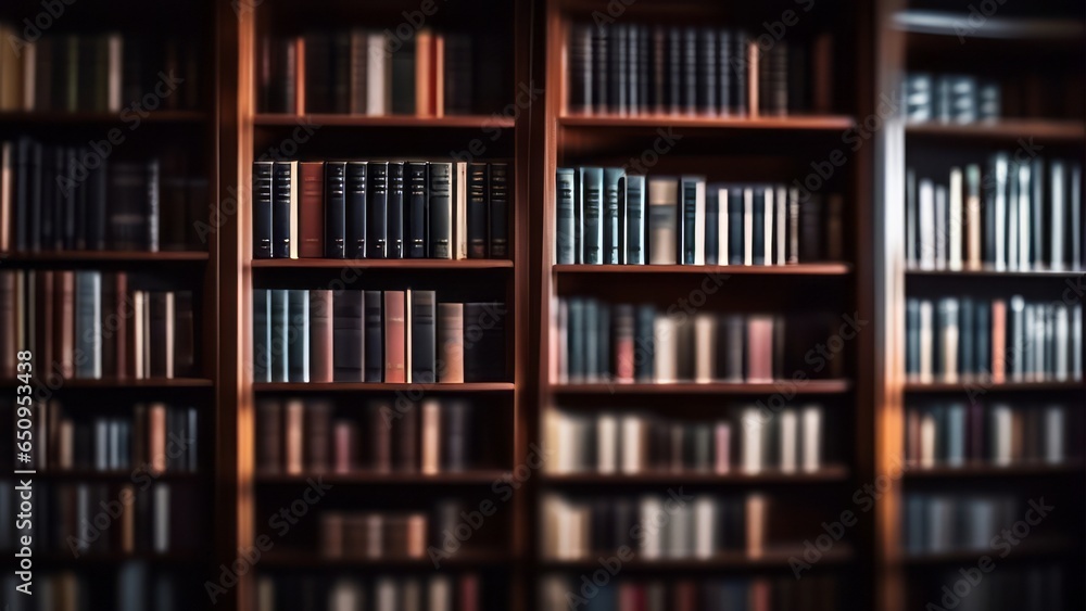 Blurred bookshelf in the library room, education, back to school Blurred bookshelf in the library room, education, back to school