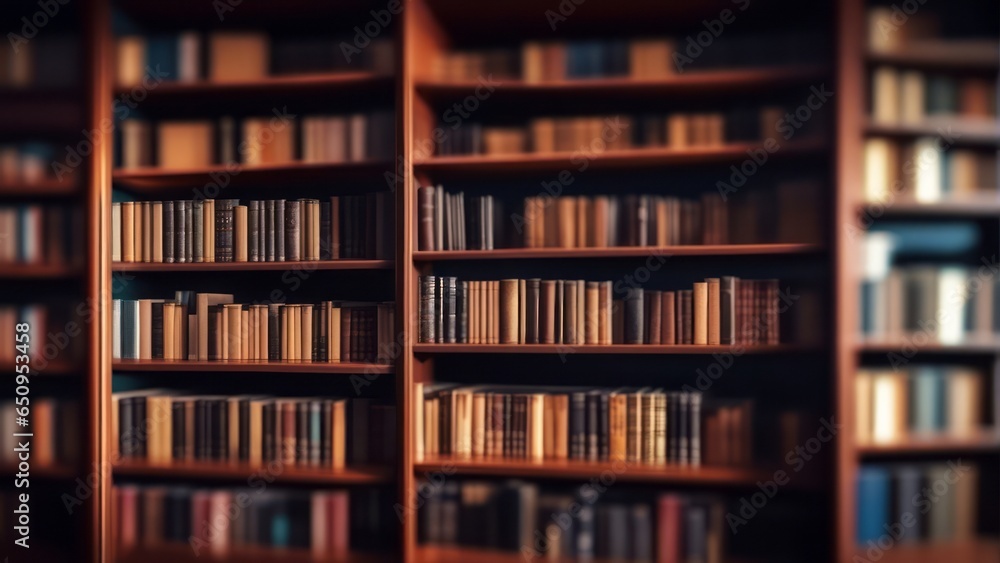 Blurred bookshelf in the library room, education, back to school Blurred bookshelf in the library room, education, back to school