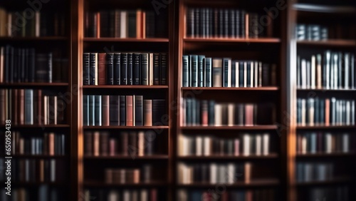 Blurred bookshelf in the library room, education, back to school