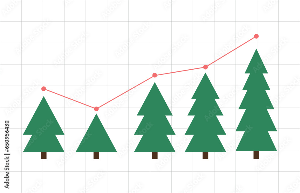 christmas spending graph pine trees chart symbol sales progress profit rise merry christmas