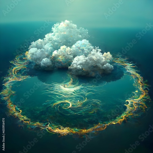 environment circular jewel clouds pouring into the sea splashes  © Jennifer
