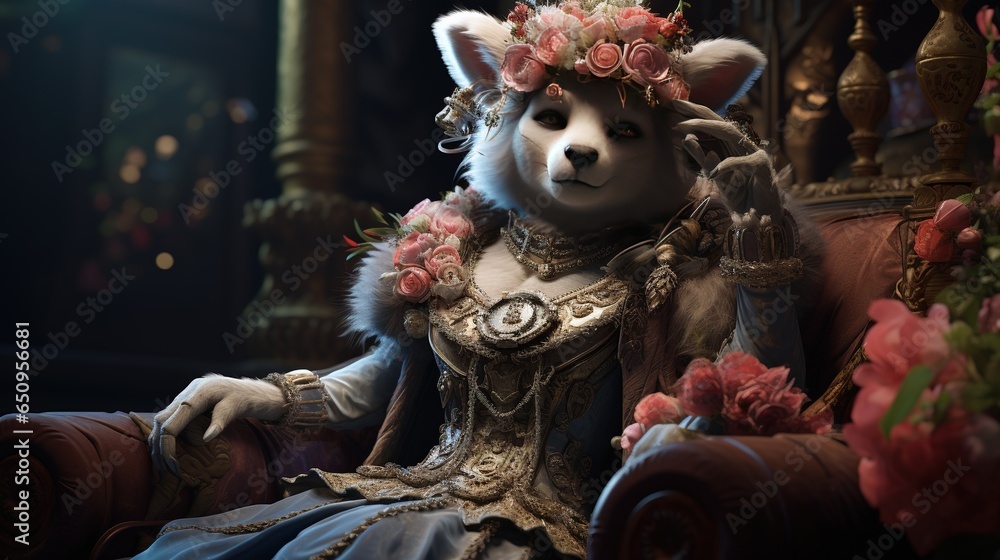 Fototapeta premium koala hateful noblewoman, digital art illustration, Generative AI
