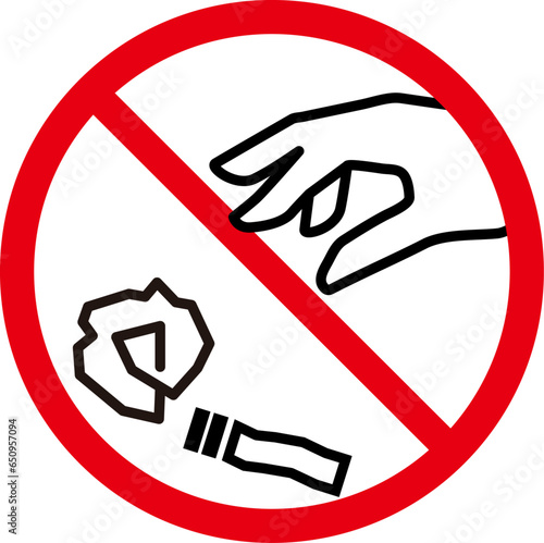 ゴミのポイ捨て禁止、吸いがらのポイ捨て禁止のアイコン