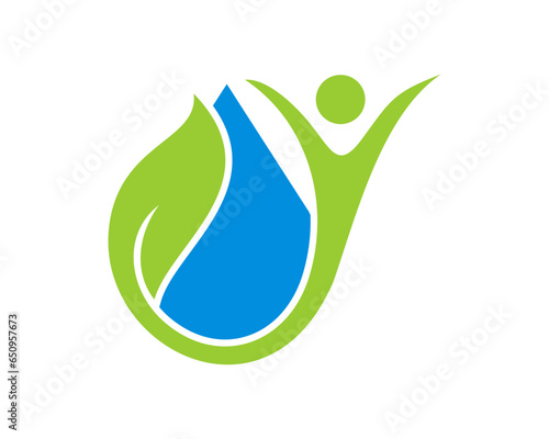 Water drop with people and leaf surrounding vector