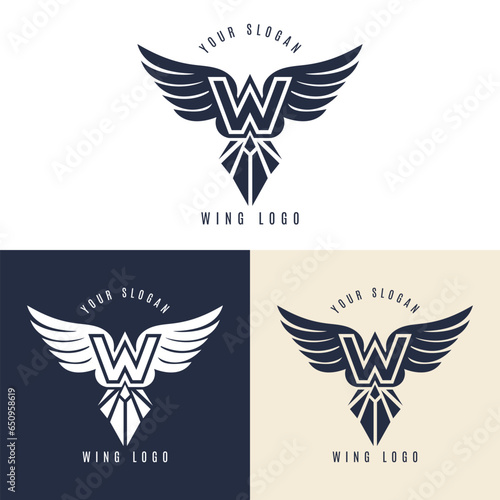 W letter for wings logo design, combination w letter and wings. - Vector.