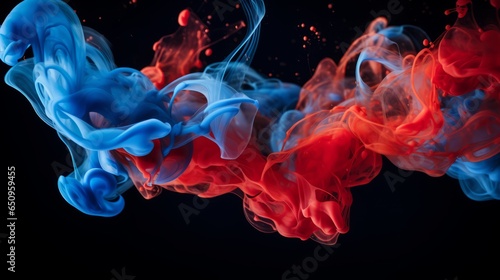 Vibrant Fusion,Blue and Red Acrylic Paint Dissolved in Water