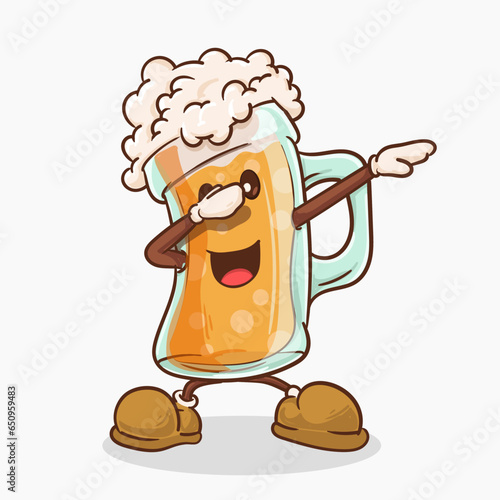 dubbing beer concept, beer mascot with expression. vintage style beer mascot character vector illustration.