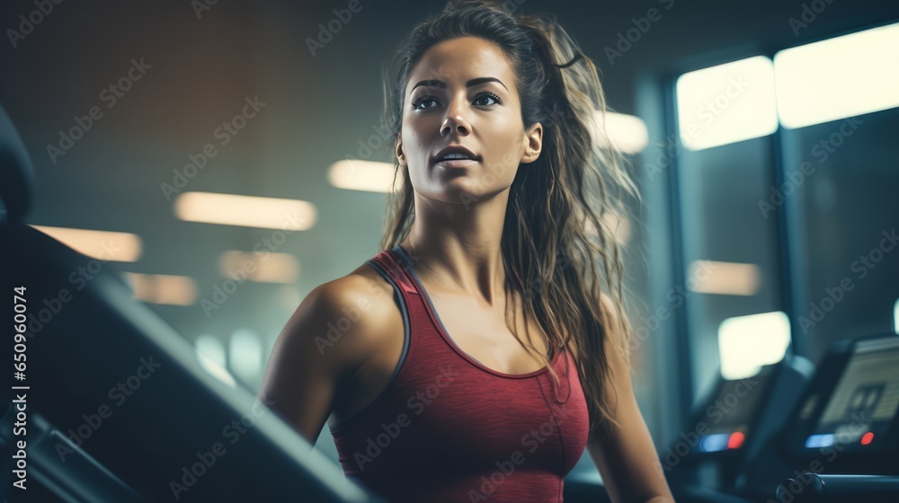 Fitness Journey: Illustration of a Girl Working Out and Running at the Gym Fitness Journey: Illustration of a Girl Working Out and Running at the Gym