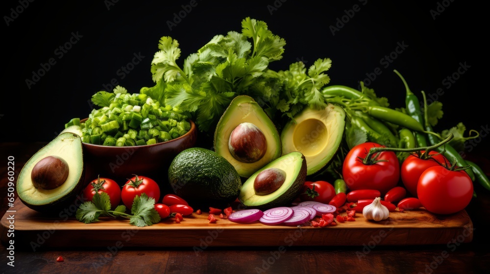Mouthwatering Culinary Photography with Fresh Avocado, Lime, Tomato, Onion and Cilantro Mouthwatering Culinary Photography with Fresh Avocado, Lime, Tomato, Onion and Cilantro