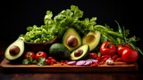 Mouthwatering Culinary Photography with Fresh Avocado, Lime, Tomato, Onion and Cilantro