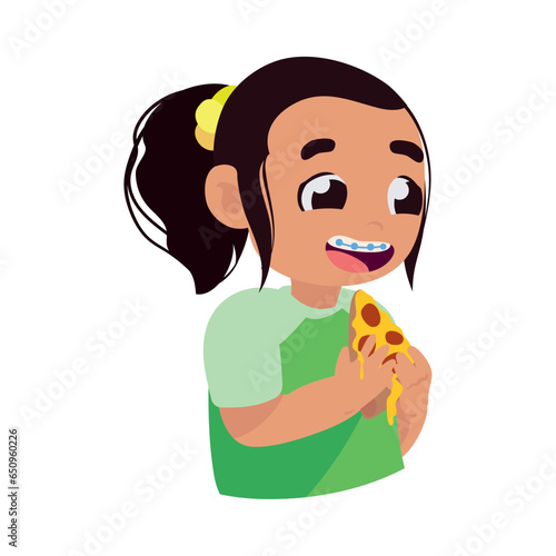 kid eating pizza