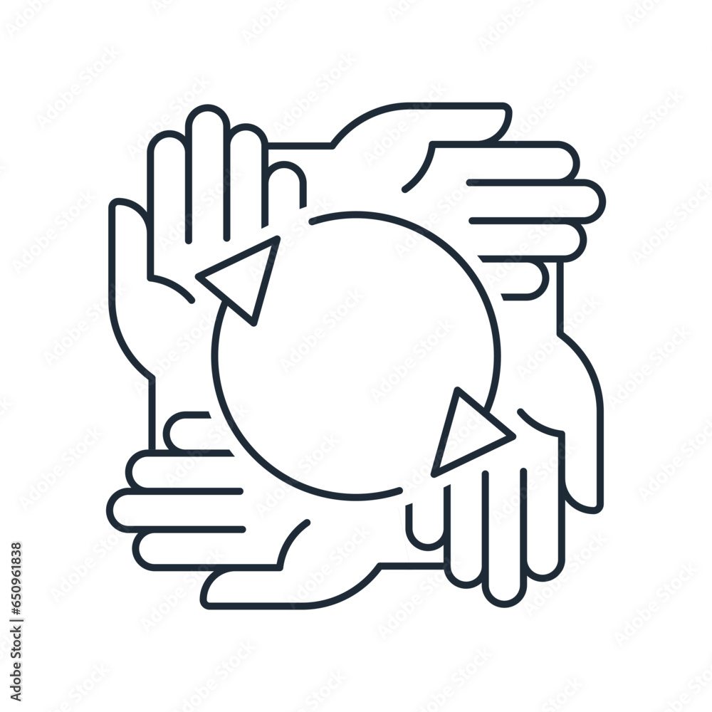 Mutual assistance, help. Vector linear icon isolated on white background. Mutual assistance, help. Vector linear icon isolated on white background.