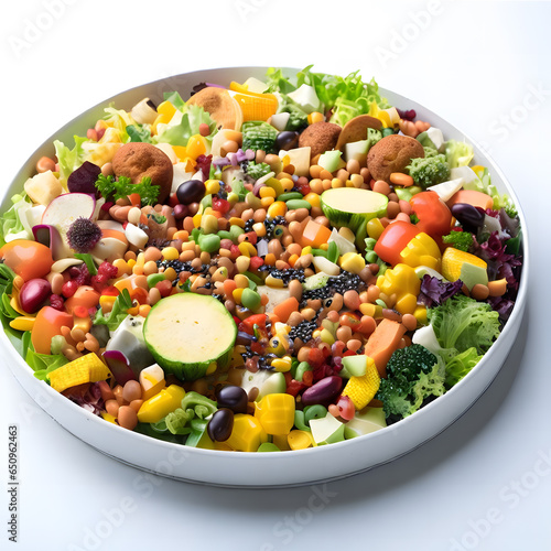 Delicious salad plate with colorful salad ingredients