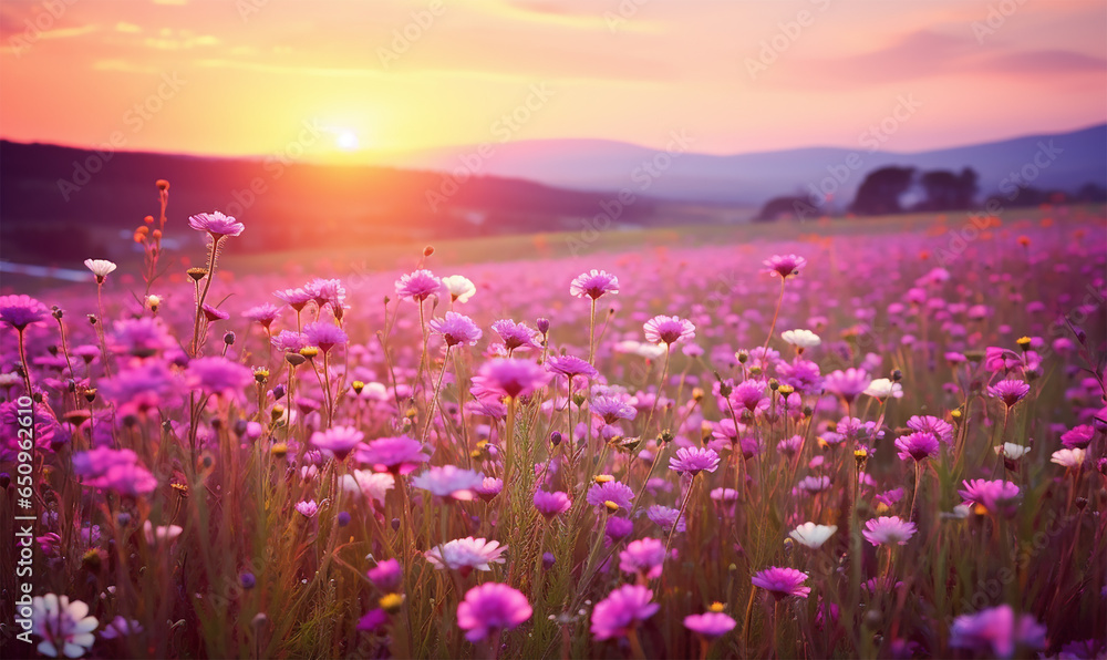 Beautiful colorful meadow of wild flowers Beautiful colorful meadow of wild flowers