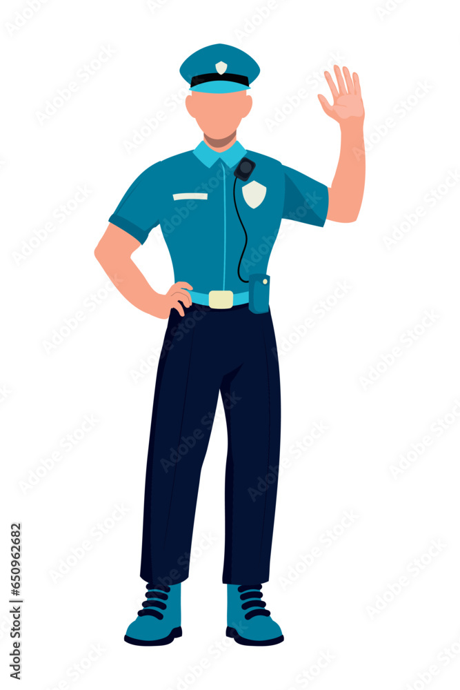 police standing waving hand