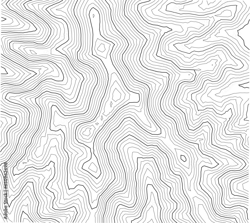 seamless pattern with lines. Topographic map background with terrains line. Vector mapping contour texture. mountain topview blueprint. Mountain hiking trail terrain contour background geographic 2