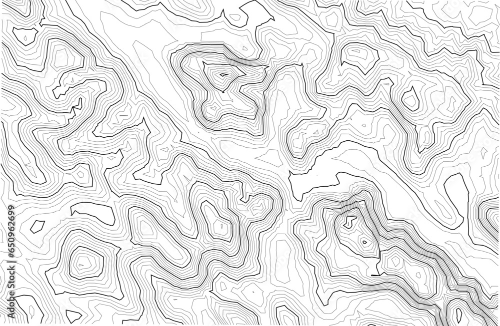 abstract pattern with lines. Topographic map background with terrains line. Vector mapping contour texture. mountain topview blueprint. Mountain hiking trail over terrain contour background geographic