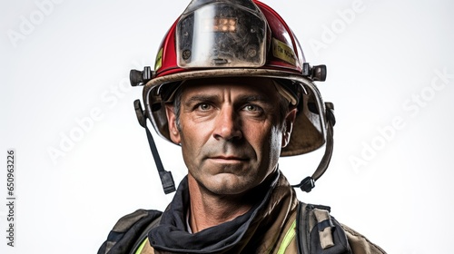 Portrait of a fireman and copy space.
