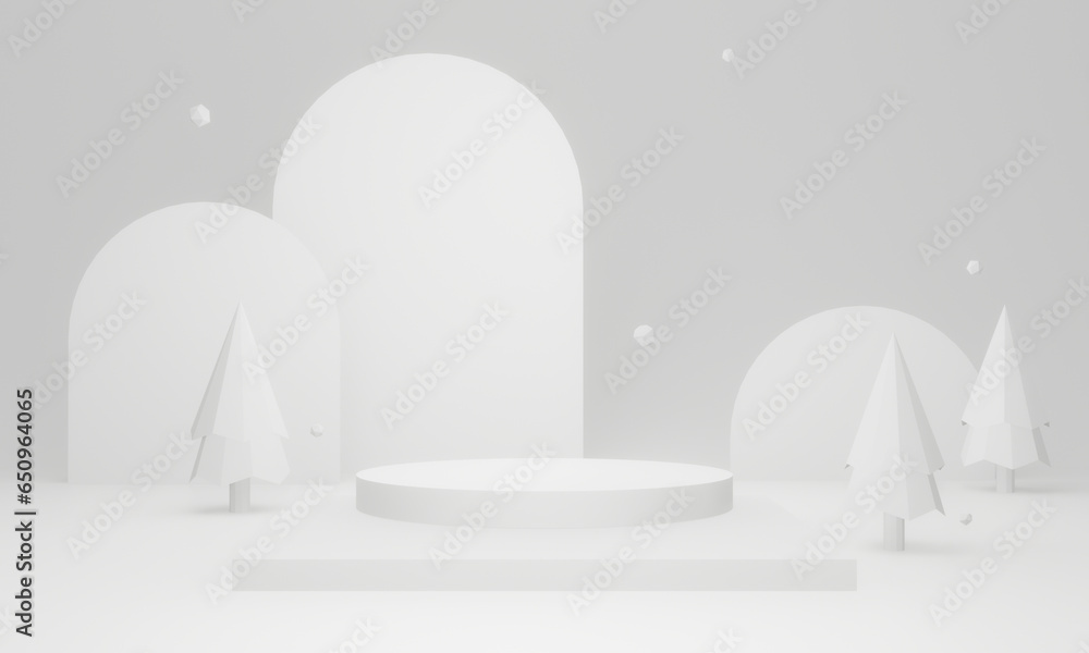 Fototapeta premium 3D white low polygon Christmas background.