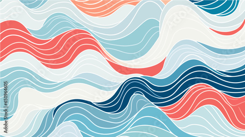 Seamless doodle simple border. Wave background. Vector illustration