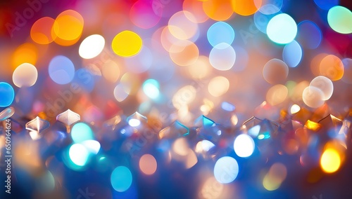 abstract christmas background with bokeh defocused lights and stars photo